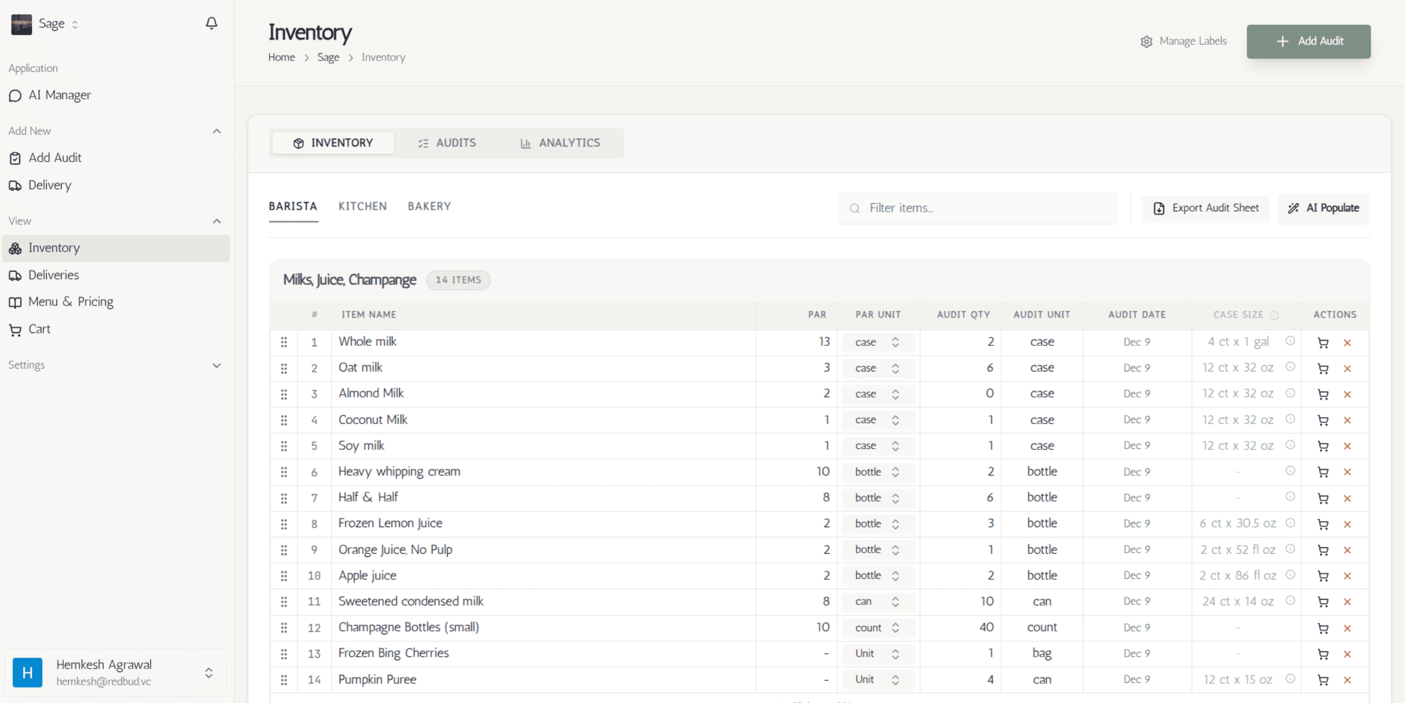 RestaurantMate Inventory Management